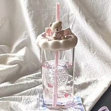 Hot-selling Starbucks 2025 China 520 I Love You Heart Bear Pink 16oz Glass Cup picture