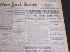 1919 DEC 19 NEW YORK TIMES - PACKING FIRMS TO SELL HOLDINGS EXCEPT MEAT- NT 7013 picture