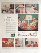 1955 Firestone Velon PRINT AD Surface & Fabric Protection Blinds VTG 1950s picture