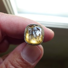 ANTIQUE 19th CENTURY AGATE & CITRINE ? INTAGLIO WAX SEAL STAMP w. ANCHOR & BIRD picture