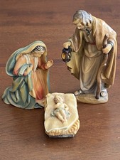 Vintage ANRI BERNARDI NATIVITY HOLY FAMILY SET (JOSEPH MARY INFANT) WOODCARVINGS picture