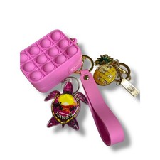 Set of 3 Key Rings Keychains Wristlet Pineapple Turtle Palm Beach picture