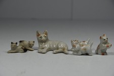 6 Vintage Miniature Cat Kitten Figurines Japan MCM Fairy Garden Dollhouse picture