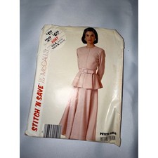 Vintage McCalls 3287 Stitch N Save Peplum Top Skirt Sewing Pattern Size 6 8 10 picture