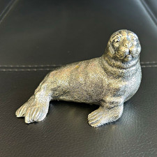 Vintage Gump’s Italy Seal Figurine Silver Tone Metal 3.5” Rare Miniature picture