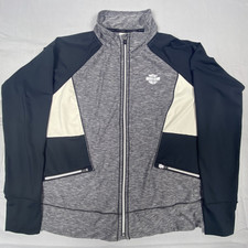 Harley Davidson Track Jacket Womens 2XL Gray Black Colorblock Mock Neck Full Zip picture