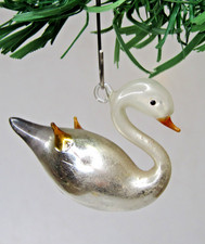 Antique VTG Glass Bimini Annealed GOOSE SWAN Bird Christmas Ornament Germany picture