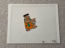 Original Fred FLINTSTONES VINTAGE Cartoon Production Cel Cell Scarce & HUGE  picture