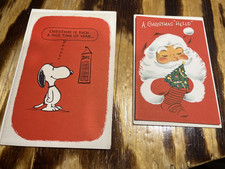 Vintage 1950s Snoopy Christmas Card Hallmark PX 356-4 Norcross Santa Unused Lot picture