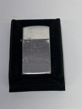 Vintage 1984 Zippo Slim Lighter High Polish Chrome Bradford PA With Black Box picture