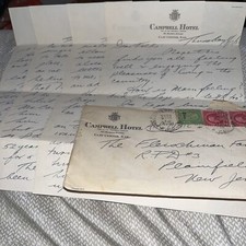 Antique 1931 Campbell Hotel Clay Center Kansas Letterhead Envelope & Letter Home picture