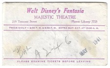 1941 Walt Disney Fantasia Movie Theatre Ticket Envelope Vintage Boston Theater picture