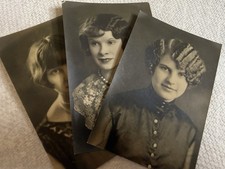 3 Women's Portrait Photos w/ Inscriptions on back - 1927 picture