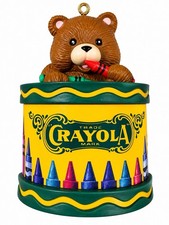 Vintage 1992 Crayola Teddy Bear Christmas Ornament Binney Smith Crayon Box picture