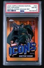 2025 Topps Chrome Marvel Doctor Doom Icons Orange Refractor /25 PSA 8 #MI1 Pop 1 picture
