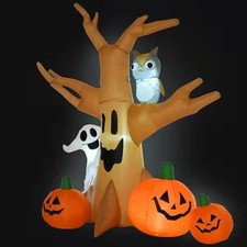 7.5 ft.Halloween Inflatable Scary Dead Tree with Pumpkin & Ghost,Owl, LED Yard picture