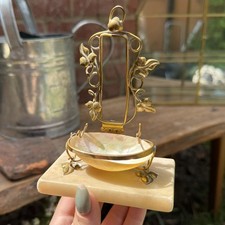 Antique Palais Royal Mother Of Pearl & Brass Chair Shaped Pocket Watch Holder picture
