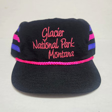 Vintage Glacier National Park Montana 3 Stripe Snapback Hat picture