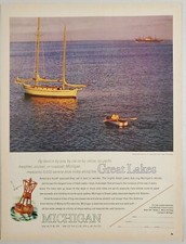 1963 Print Ad Michigan Tourist Council Great Lakes Small Ship near Petoskey picture