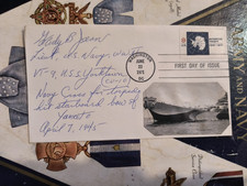 WWII SBD Pilot Lt. GRADY BINFORD JEAN VT-9 Scored hit on YAMATO Signed FDC picture
