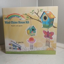 DYI wind chime house kit build paint 2 pack unused wood craft. - BOX S - picture