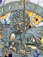 Patina Brass Vtg Cherub Sundial Garden Flowers Decor 9