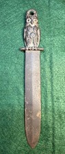 Read-antique cast iron figural wise owl letter opener Early 1900’s 1910-30’s picture