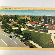 California Postcard Early 1900s Sacramento Sutters Fort St. Frances Church picture