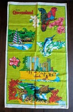 Vintage Scenic Queensland Linen Tea Towel Gold Coast Whitsundays Poland Sticker picture