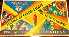 Antique 1920s NOMA Christmas Lights Outfit Cloth Cord Mazda Lamps 6563 Tested picture