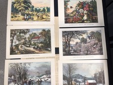 Vintage 1950 The Travelers Calendar of Currier and Ives Print Set 11