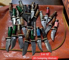 Lot of 20 HANDMADE DAMASCUS STEEL 6 inches  CAMPING KNIVES WITH LEATHER SHEATH picture