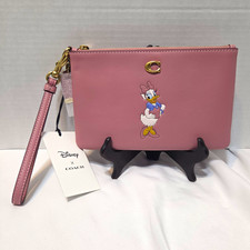 Coach x Disney Pink Daisy Duck Zip Wristlet Wallet Pouch, Small picture