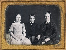 Quarter Plate Dag of Woman and Two Children, 1850s #311 picture