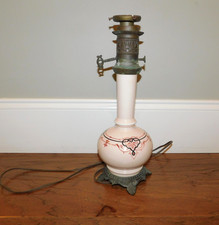 ANTIQUE 19th Century Oil to Electric Porcelain Lamp Base Art Noveau WORKS picture