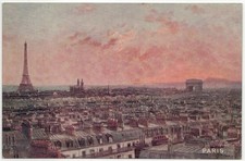 UNUSED TUCK'S OILETTE PARIS EIFFEL TOWER ARC DE TRIOMPHE & PARISIAN ROOFTOPS picture