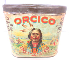 VINTAGE ADVERTISING EMPTY ORCICO  CIGAR OVAL  TOBACCO TIN  809-N picture