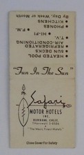 Safari Motor Hotels Burbank CA Matchbook Cover Bobtail picture