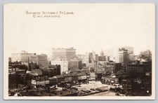 St Louis Missouri Business District Skyline Panorama RPPC Real Photo Postcard picture