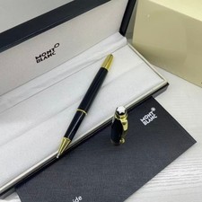 New Montblanc Meisterstuck 163 Rollerball Pen Black/Gold Trim w/ Gift Box picture