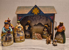 Retired Jim Shore 2003 Full 10 piece Joy to the World Nativity Set No Box Used picture