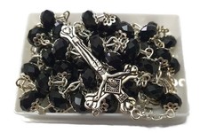 Catholic Black Crystals Beads Jerusalem Rosary picture