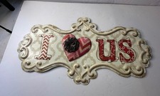 VTG “I Love Us” Metal Sign Valentines Day Decor Wall Hanging picture