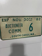 Vintage South Carolina Auctioneer Commission 1982 License Plate 