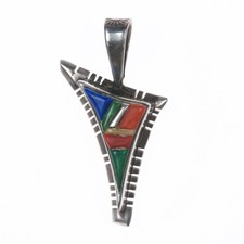David Tune Creek/Navajo Sterling multi-stone cobblestone inlay pendant picture