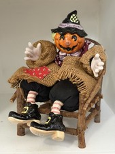 Vintage 1994 Fitz & Floyd Floppy Folks Pumpkin Scarecrow Halloween Chair picture