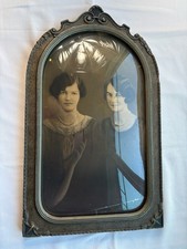 Antique Victorian Photo & Bubble Glass Frame Wood 22.5x13.5 picture
