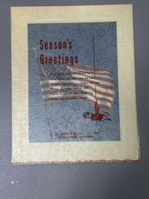Season's Greetings Holiday Card  Made USA Embossed Flag, Vintage GOES picture