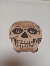 Vintage Halloween Raised Embossed Skeleton Skull Diecut Die Cut Decoration  picture