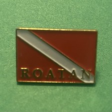 Vintage Roatan Honduras Red And White Scuba Diving Flag Enamel Lapel Pin picture
